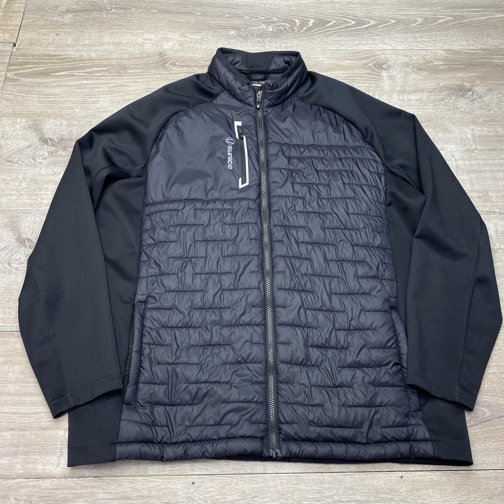 Sunice Jacket Mens 2XL Black Quilted Softshell Full Zip Golf Insulated Lined